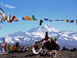 1 Pang La 3 Prayer Flags Frame Lhotse and Everest North Face Prayer flags frame Lhotse and Everest North Face from the Pang La (5250m) on the way to Everest North Face.